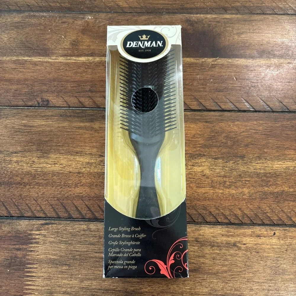 Denman D4P - Large 9 Row Styling Hairbrush in all Black - Made in UK